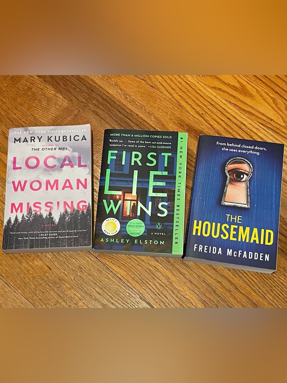 Three Paperback Thrillers - Local Woman Missing, First Lie Wins, The Housemaid